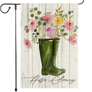 Hello Colour Floral Seasonal Garden Flag 12x18 Inch Double Sided Floral Boots